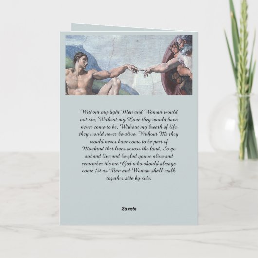 Am Anfang war Gott Karte (Rückseite)