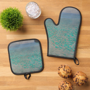 Am Attersee von Gustav Klimt, Vintage Fine Art Ofenhandschuh & Topflappen-Set