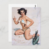 Am Beach Button Up Postkarte (Vorne/Hinten)