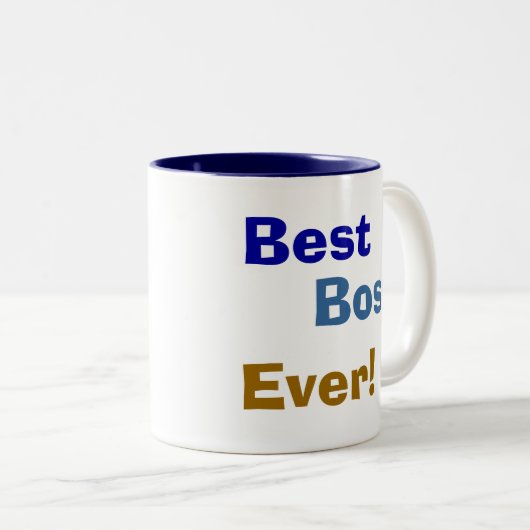 Am besten, Chef, überhaupt! Zweifarbige Tasse (VorderseiteRechts)