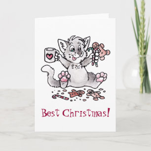 Am besten Weihnachten! Katze Feiertagskarte