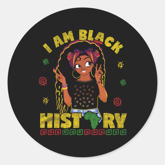 Am Black History Monat für Kinder Mädchen in Ameri Runder Aufkleber (Vorderseite)