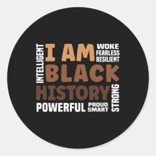 Am Black History Strong Strong Black History Month Runder Aufkleber