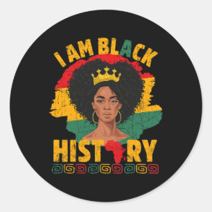 Am Black History Women African Girls Black History Runder Aufkleber