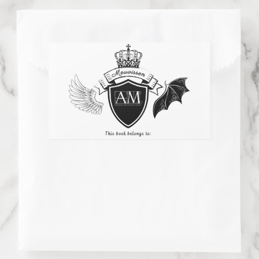 Am Buchzeichen - Schwarze Krone Rechteckiger Aufkleber (Tasche)