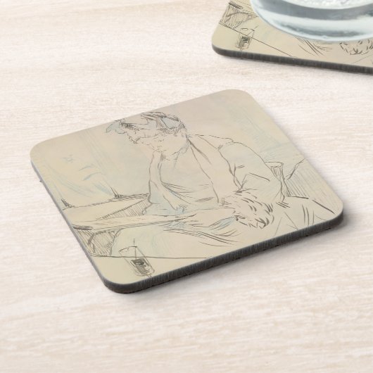 Am Café (Bleistift u. Tinte auf Papier) Untersetzer (Linke Seite)