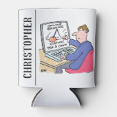 Am Computer Online Banking Funny Cartoon Dosenkühler (Vorderseite)