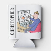 Am Computer Online Banking Funny Cartoon Dosenkühler (Rückseite)