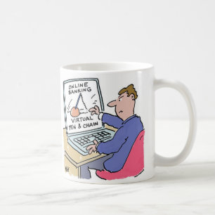 Am Computer Online Banking Funny Cartoon Kaffeetasse