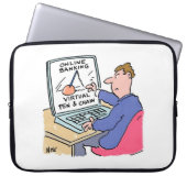 Am Computer Online Banking Funny Cartoon Laptopschutzhülle (Vorderseite)