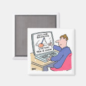 Am Computer Online Banking Funny Cartoon Magnet (Vorderseite/Rückseite)