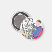 Am Computer Online Banking Funny Cartoon Magnet (Vorderseite/Rückseite)