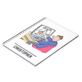 Am Computer Online Banking Funny Cartoon Notizblock (Linke Seite)