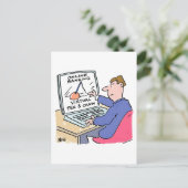 Am Computer Online Banking Funny Cartoon Postkarte (Stehend Vorderseite)