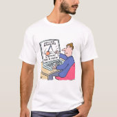 Am Computer Online Banking Funny Cartoon T-Shirt (Vorderseite)