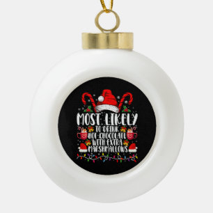 Am Ehessten Heiße Schokolade Marshmallows Trinken Keramik Kugel-Ornament