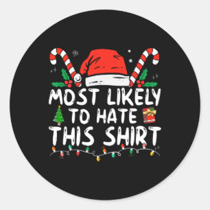 Am ehesten hasst diese Weihnachten Pajamas Familie Runder Aufkleber