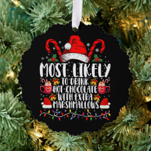 Am ehesten heiße Schokolade Marshmallows trinken Ornament Karte