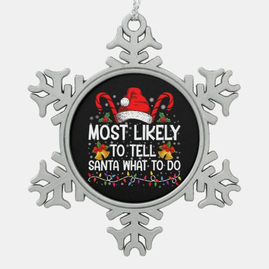 Am ehesten kann man dem Weihnachtsmann sagen, was Schneeflocken Zinn-Ornament (Vorderseite)