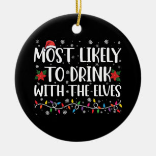 Am ehesten mit den Elfen Elf trinken  Keramik Ornament