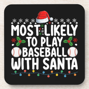 Am ehesten mit Santa Weihnachten Baseball spielen Getränkeuntersetzer