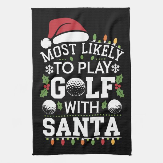 Am ehesten mit Weihnachten Golf spielen Geschirrtuch (Vertikal)