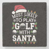 Am ehesten mit Weihnachten Golf spielen Steinuntersetzer (Vorderseite)