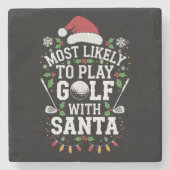 Am ehesten mit Weihnachten Golf spielen Steinuntersetzer (Vorderseite)