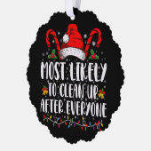 Am ehesten nach Weihnachten aufräumen Ornament Karte (Links)