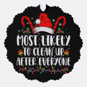 Am ehesten nach Weihnachten aufräumen Ornament Karte (Vorderseite)