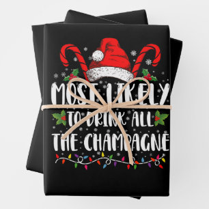 Am ehesten wird man alles Champagner Xmas Getränk Geschenkpapier Set