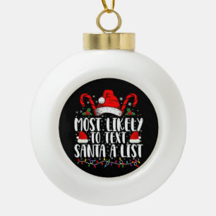 Am ehesten wird man Santa eine Liste passend zu We Keramik Kugel-Ornament