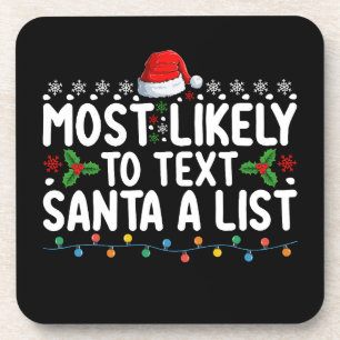 Am ehesten wird Santa eine Liste Weihnachtsurlaub  Getränkeuntersetzer
