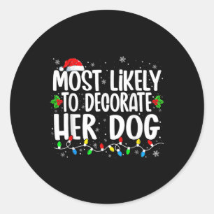 Am ehesten wird sie ihre Hundfamilie zu Weihnachte Runder Aufkleber