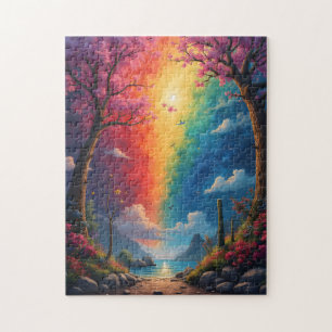 Am Ende des Pfades ist eine Regenbogenwelt Puzzle