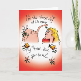 Am ersten Weihnachtstag got ich den Vogel Feiertagskarte