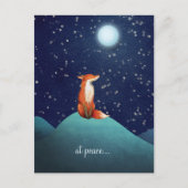 am Friedens~, das Fox sitzt unter einem Vollmond Postkarte (Vorderseite)