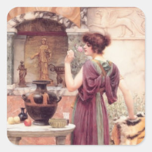 Am Garten-Schrein Pompeji durch John Godward Quadratischer Aufkleber