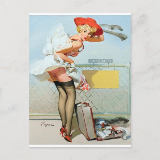 Am Gate Pin Up Postkarte (Vorderseite)
