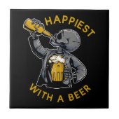 am glücklichsten mit einem Bier mit einem Skelett  Fliese (Vorderseite)