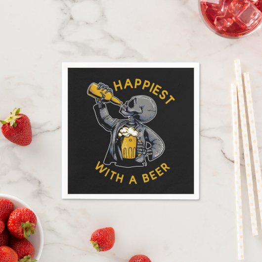 am glücklichsten mit einem Bier mit einem Skelett Serviette (Beispiel)