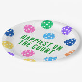 Am glücklichsten über das Gericht Pickleball Napki Pappteller (Schrägansicht)