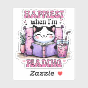 Am glücklichsten, wenn ich niedliche Katze lese Aufkleber