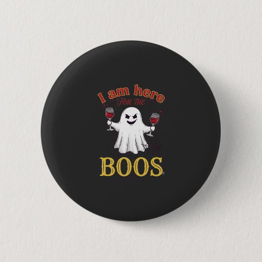 Am Here Boos Halloween-Geist-Weingläser Spinne W Button (Vorderseite)