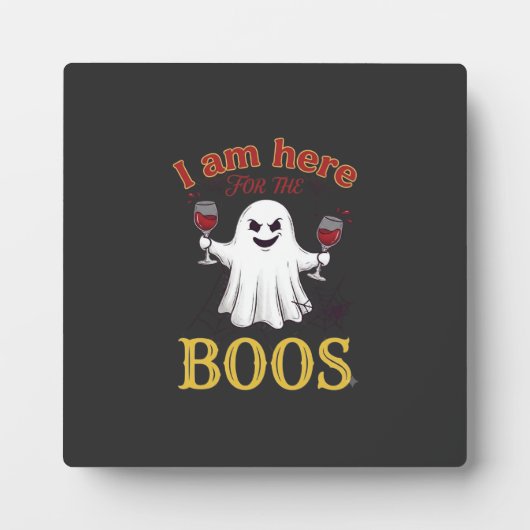 Am Here Boos Halloween-Geist-Weingläser Spinne W Fotoplatte (Vorderseite)