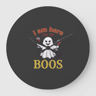 Am Here Boos Halloween-Geist-Weingläser Spinne W Große Wanduhr