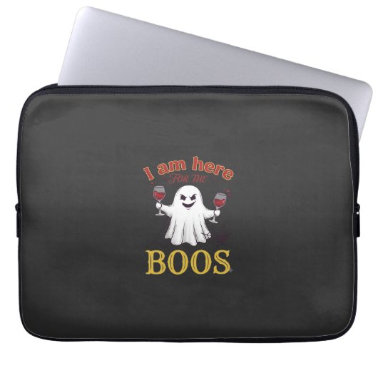 Am Here Boos Halloween-Geist-Weingläser Spinne W Laptopschutzhülle (Vorderseite)