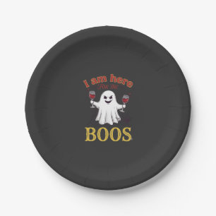 Am Here Boos Halloween-Geist-Weingläser Spinne W Pappteller
