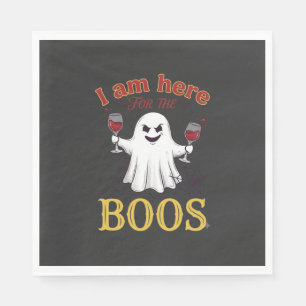 Am Here Boos Halloween-Geist-Weingläser Spinne W Serviette