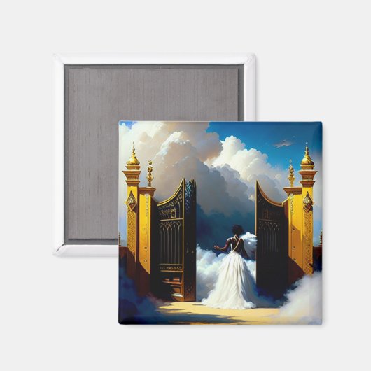 Am Himmelstor Schwarz Christlich Art Magnet (Vorderseite/Rückseite)